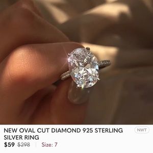 NEW OVAL CUT DIAMOND 925 STERLING SILVER RING